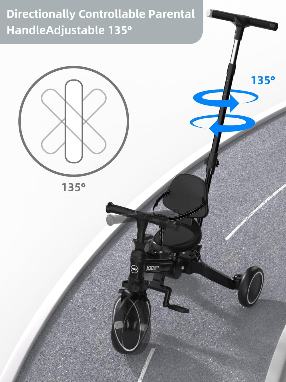 XJD carbon steel frame ensures sturdy, durable construction.