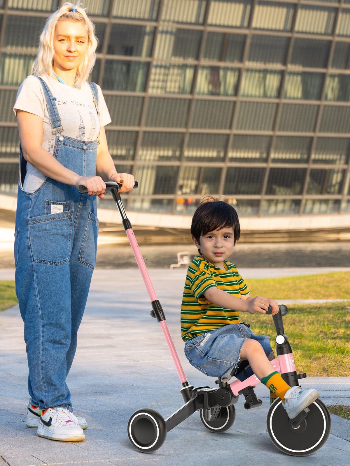 XJD toddler bike compact folded form for convenient storage.