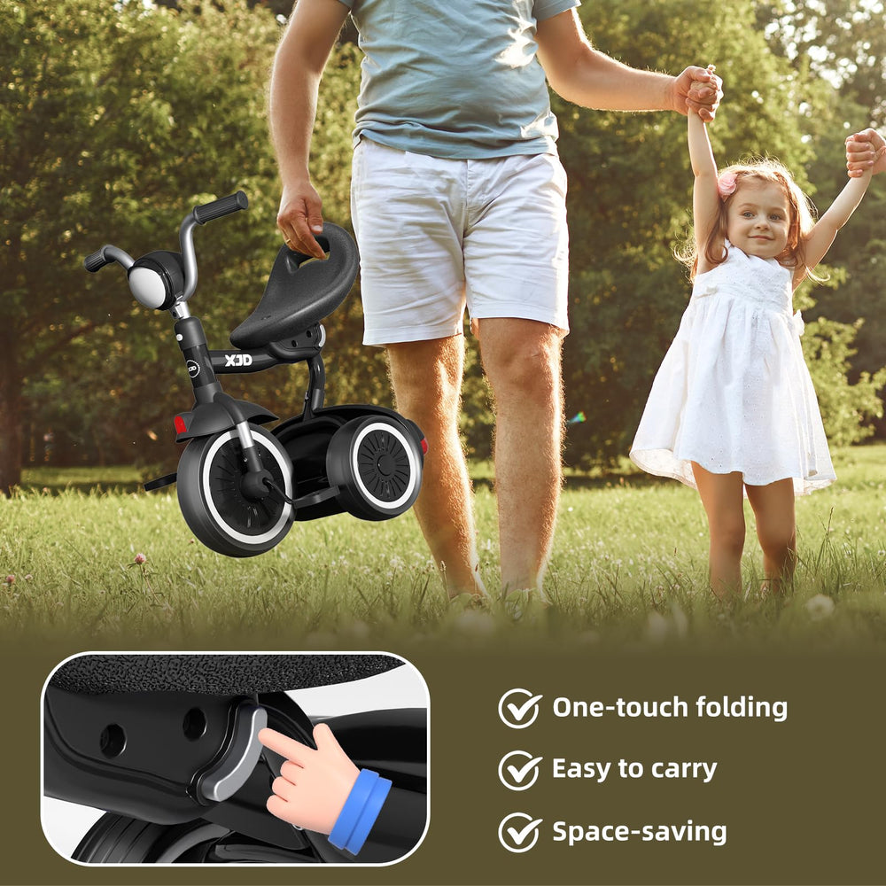 XJD two-position saddle adjustment fits toddlers as they grow.