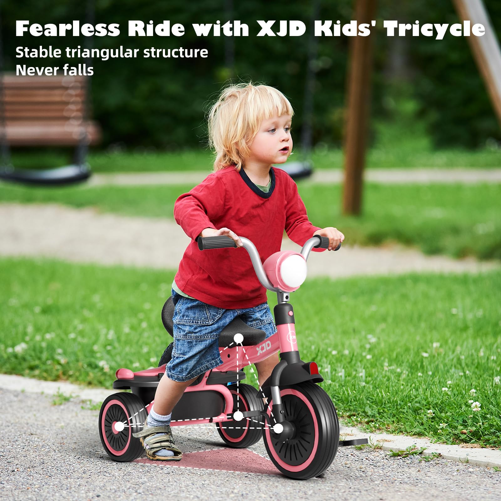 XJD tricycle saddle with two-position adjustment for growth