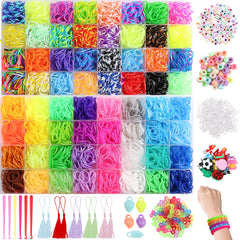 XKDOUS 64-color rubber bands kit for vibrant loom bracelet crafting and play