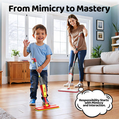 Xlife Kids Spray Mop Set encourages Montessori-style responsibility and teamwork.