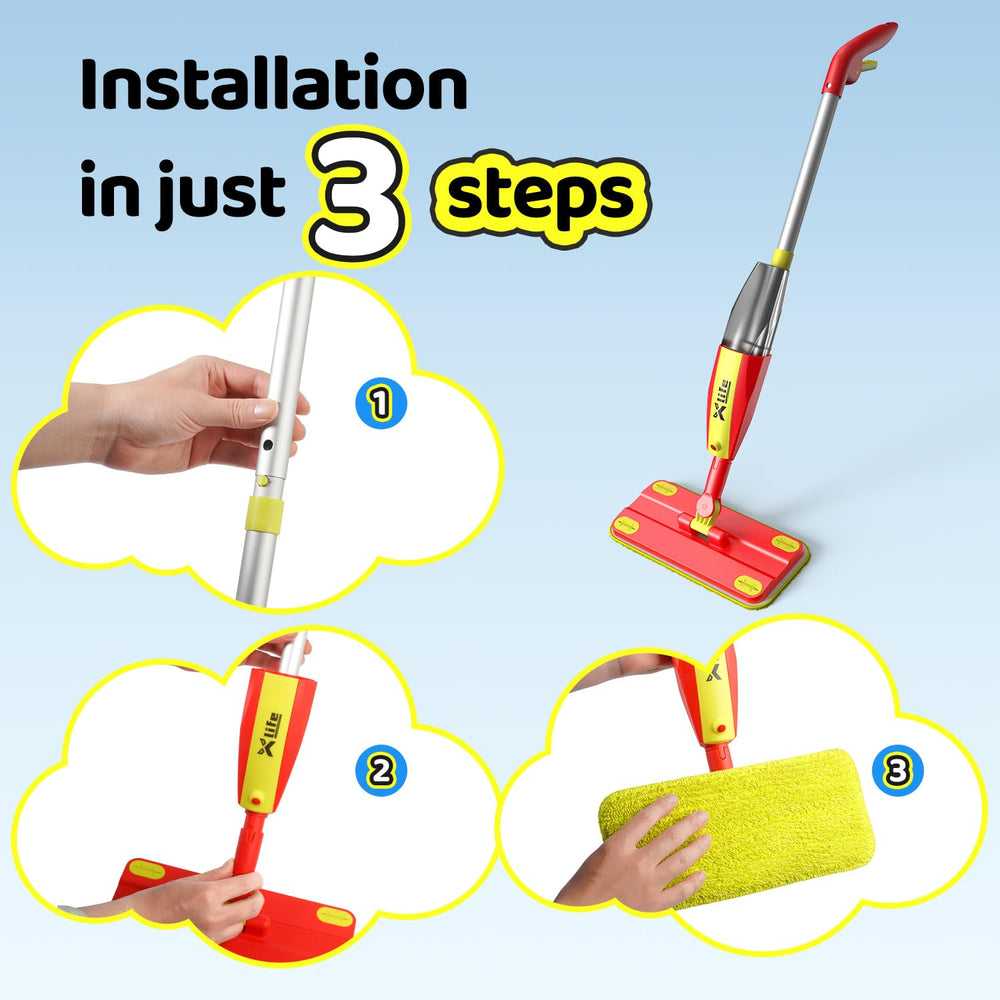 Xlife Kids Spray Mop Set BPA-free materials and rounded edges.