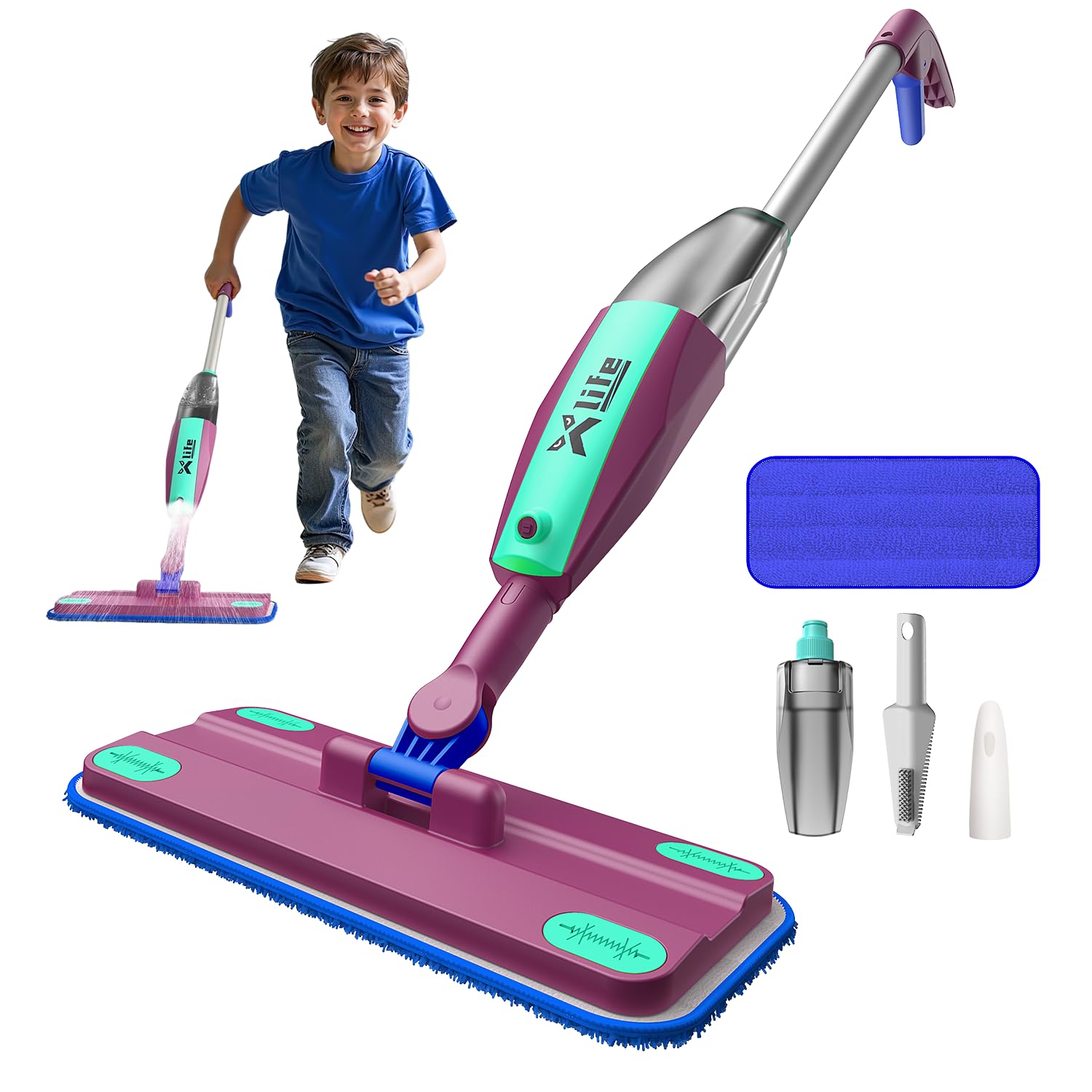 Xlife ToyFun spray mop set with water sprayer for engaging pretend cleaning play.