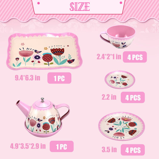 Xlong Pink Tea Set tray ready for tiny tea parties and snack setups