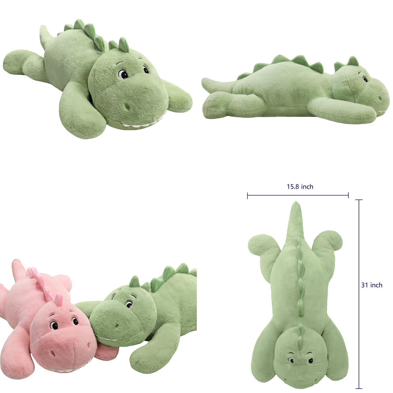 XMV dinosaur weighted plush, side view for cozy snuggle sessions.