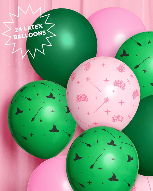 xo Fetti green witch balloons add vibrant, spellbinding party mood