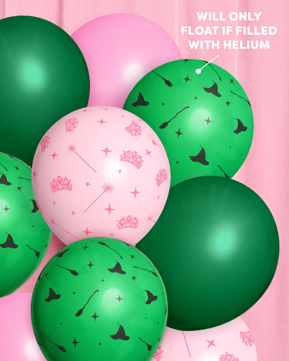 xo Fetti pink-with-icons balloons showcase wand and tiara accents