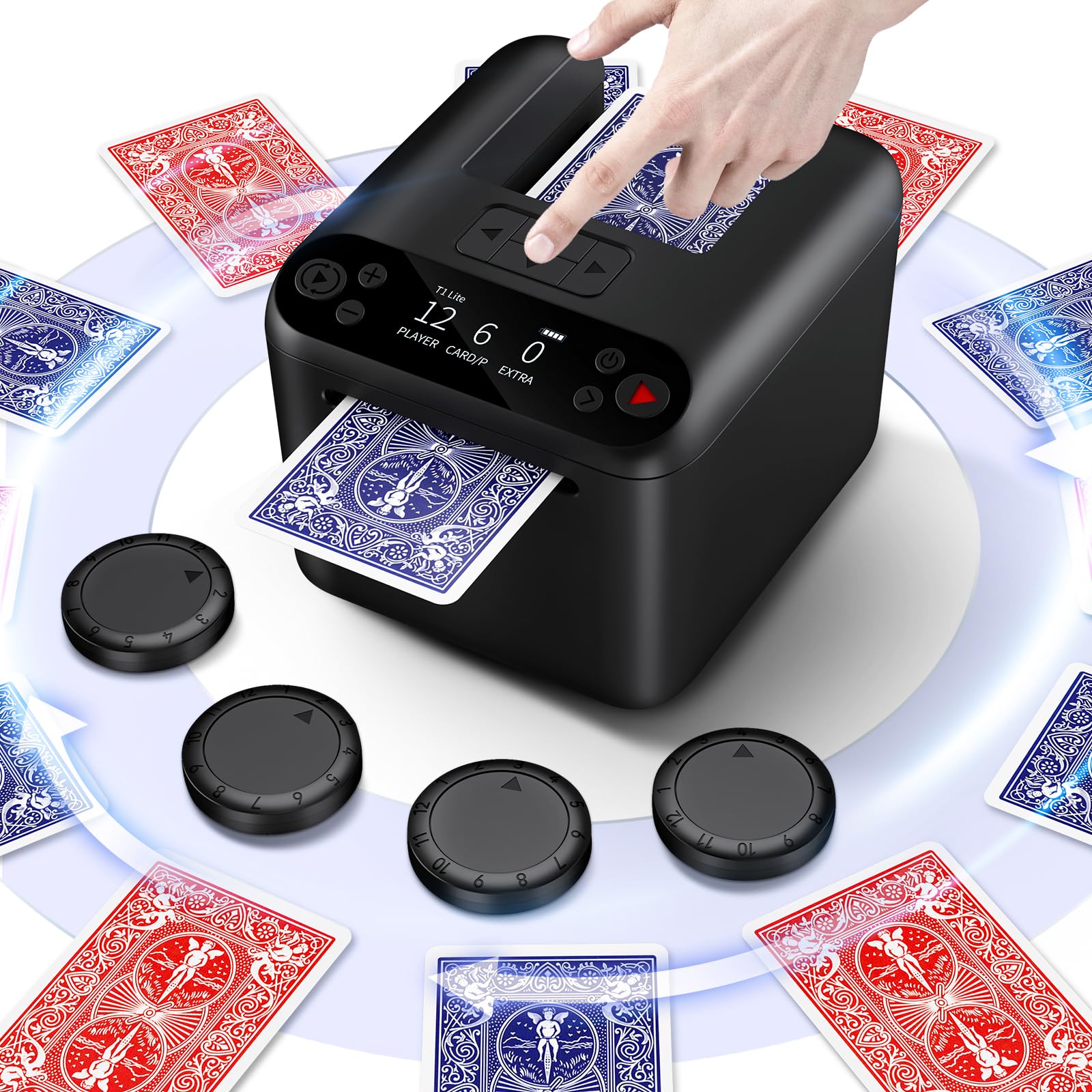 XPAW automatic card dealer front view for up to 12 players, smooth operation.