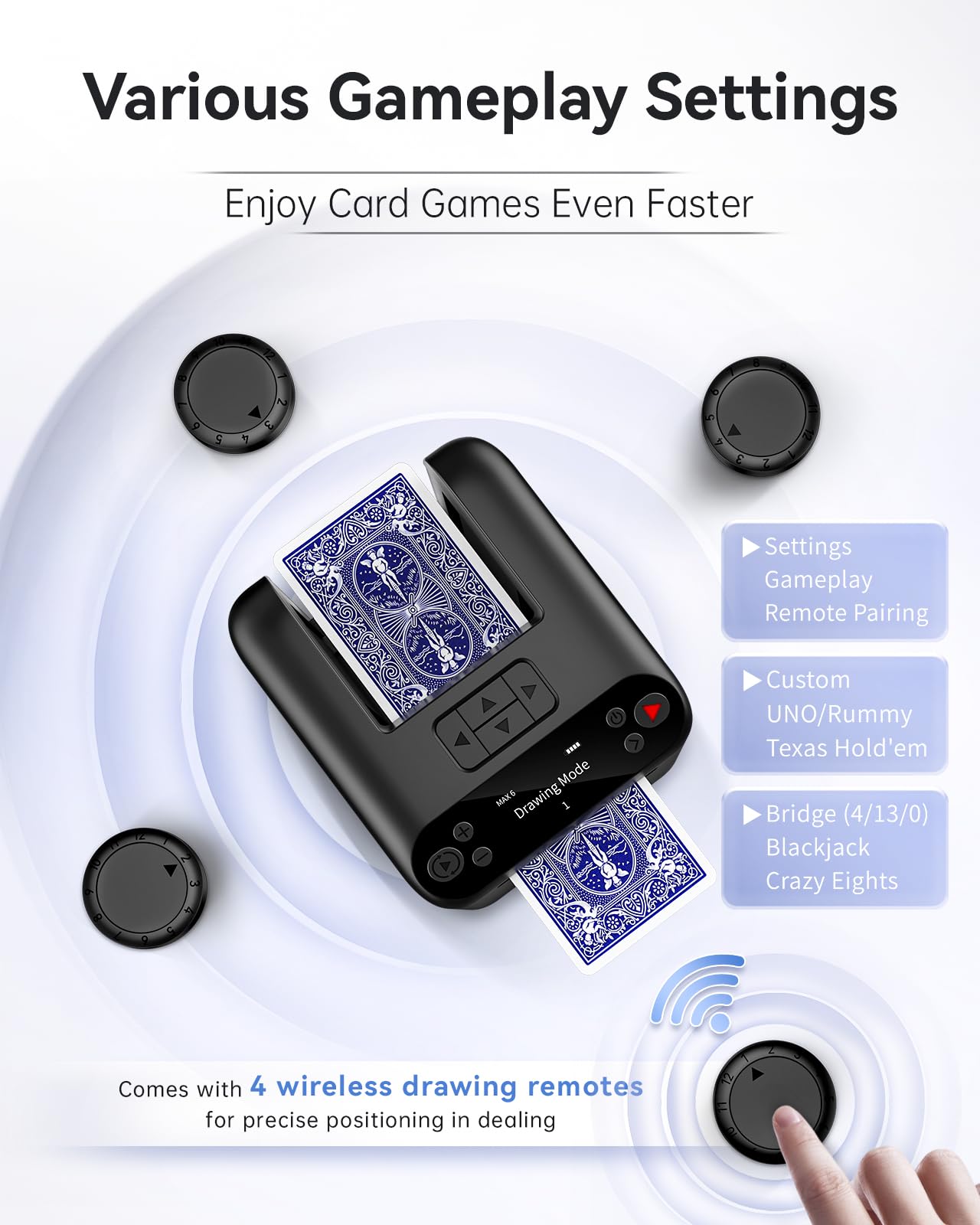 XPAW automatic card dealer open card compartment showing quick deck access.