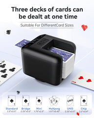 XPAW automatic card dealer side panel emphasizing compact design and ergonomic card handling.