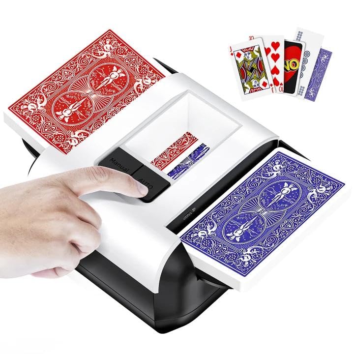 XPAW Automatic Shuffler on table for quick 1-2 deck shuffles during game night