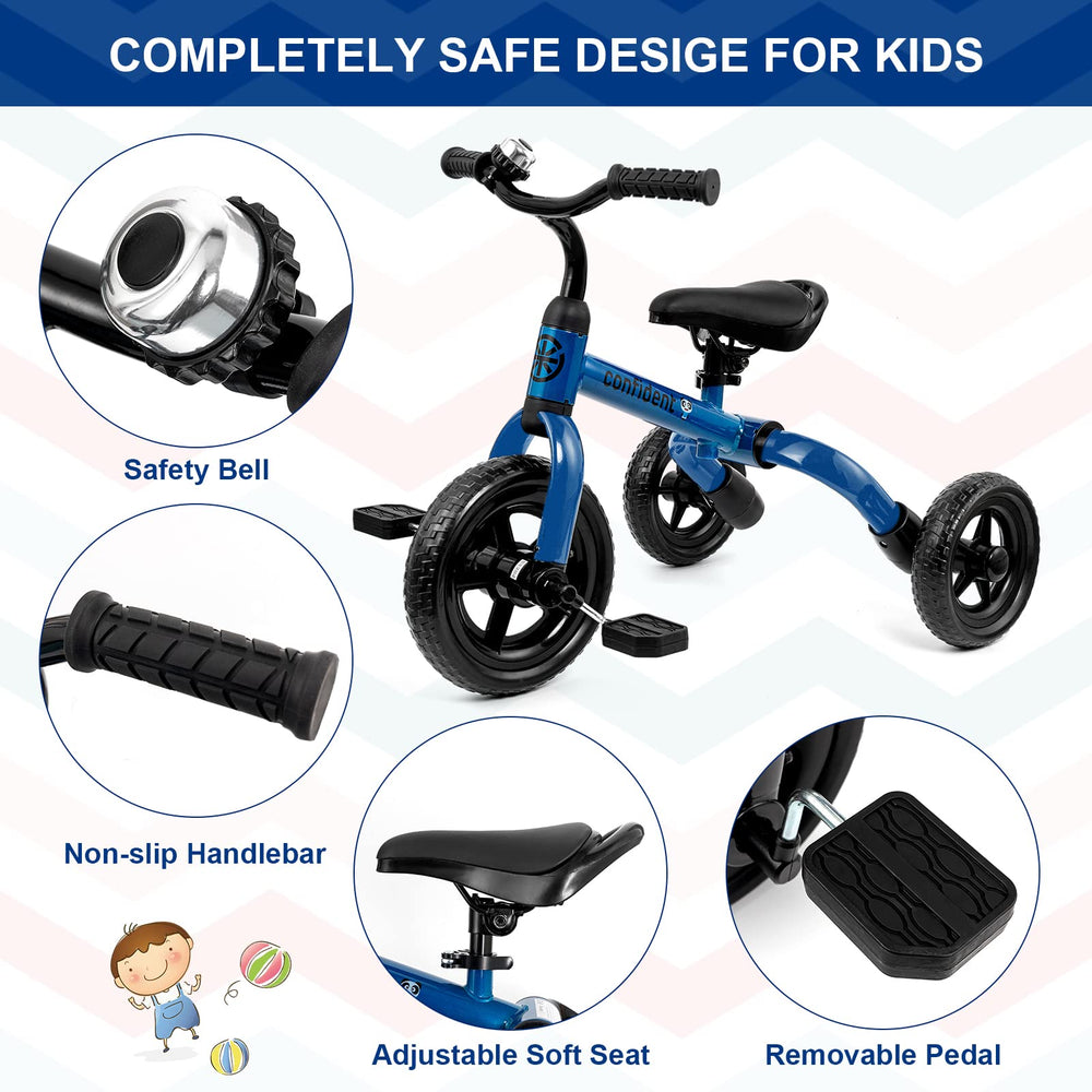 XPIY Tricycle blue seat adjustment demonstrates growing comfort and fit.
