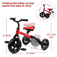 XPIY Tricycle detachable-pedal red shows transition from pedal-less to pedaled riding