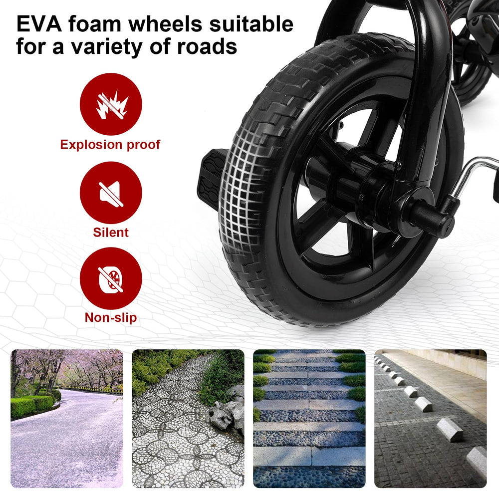 XPIY tricycle non-slip handle grips for comfortable steering.