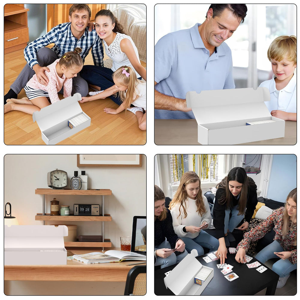 XRACV trading card storage box stackable design enables neat shelves.