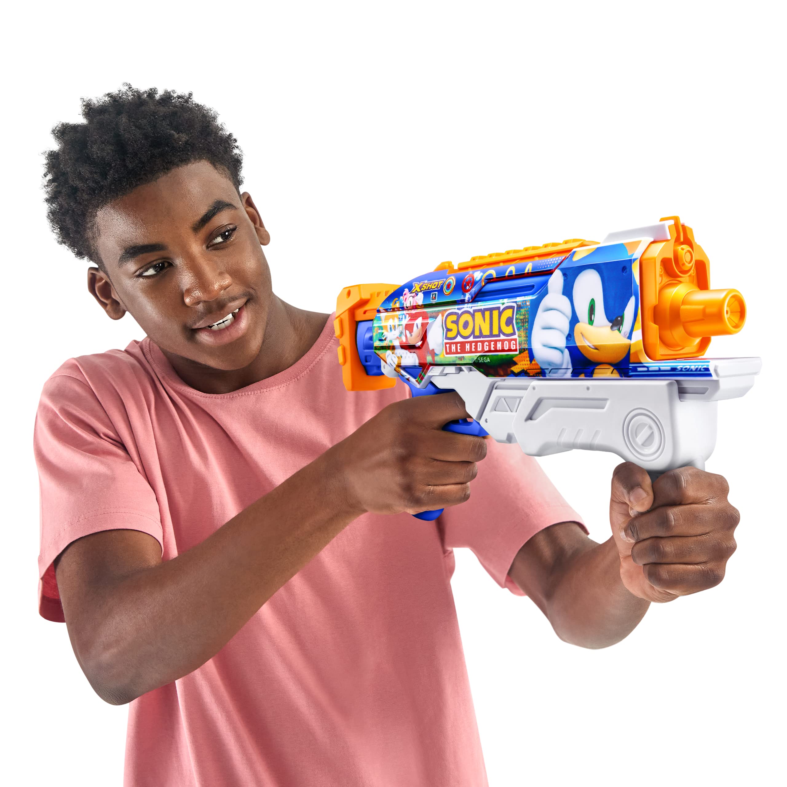 XSHOT packaging shows Hyperload blaster ready to use.