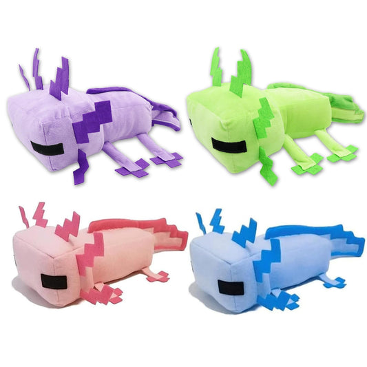 XSLWAN blue axolot plush front view; soft cuddle buddy for kids and a cozy decorative accent