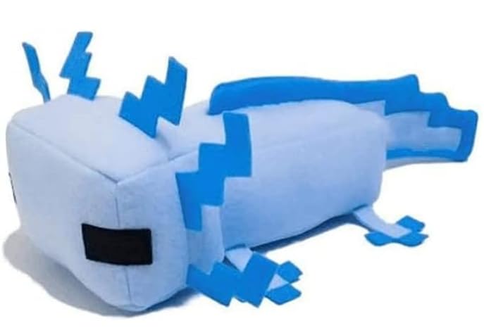 XSLWAN blue axolot plush toy, front view, soft and huggable for playtime