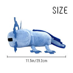 XSLWAN blue axolot plush toy, side view, a comforting companion for kids during stories
