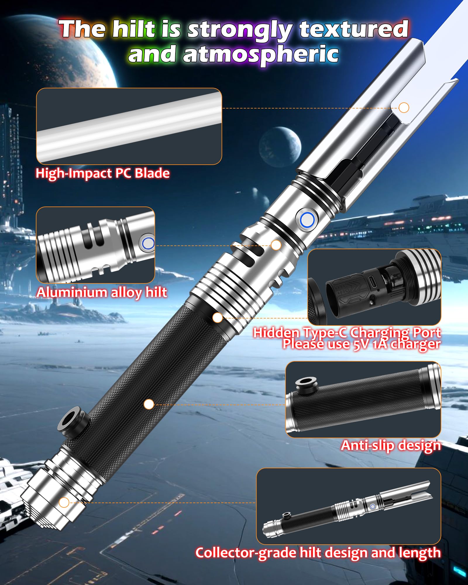 XTREXSABER removable Type-C charging port enables quick recharges