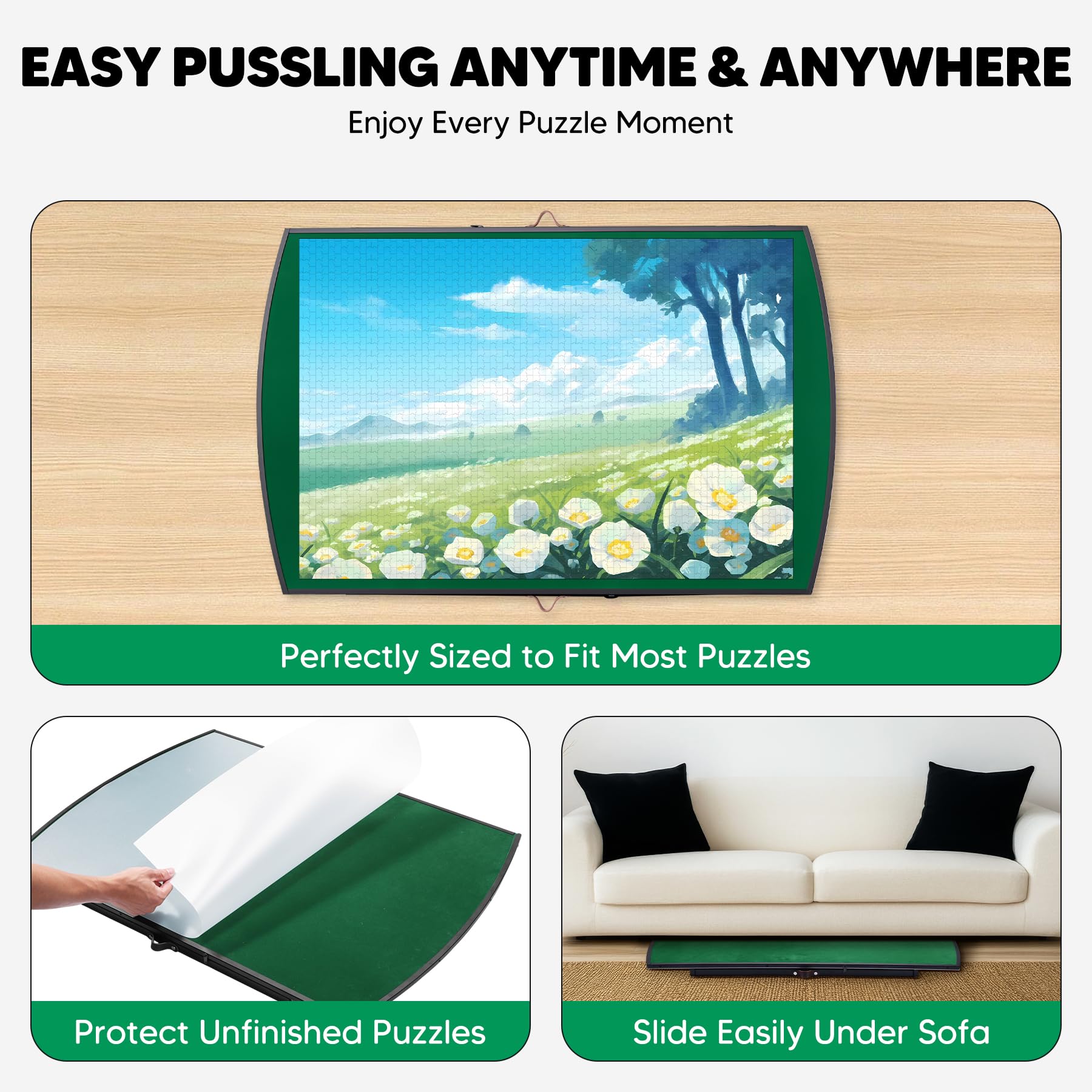 Xubialo cowhide handles aid portability for puzzling on the go.