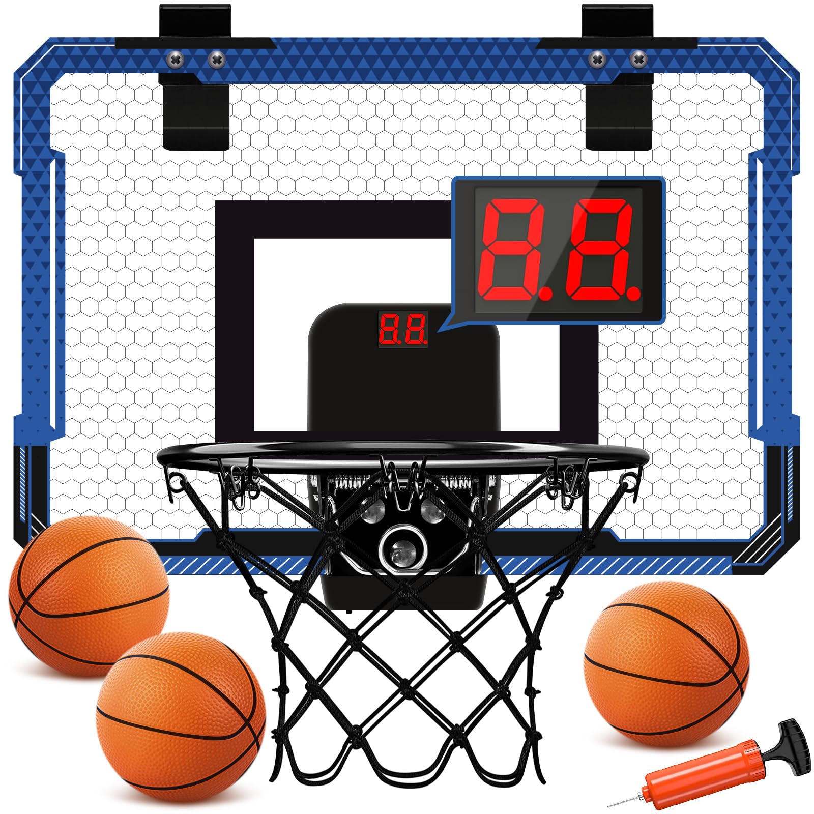 Xucutu indoor mini basketball hoop on door with scoreboard boosts kids' playtime