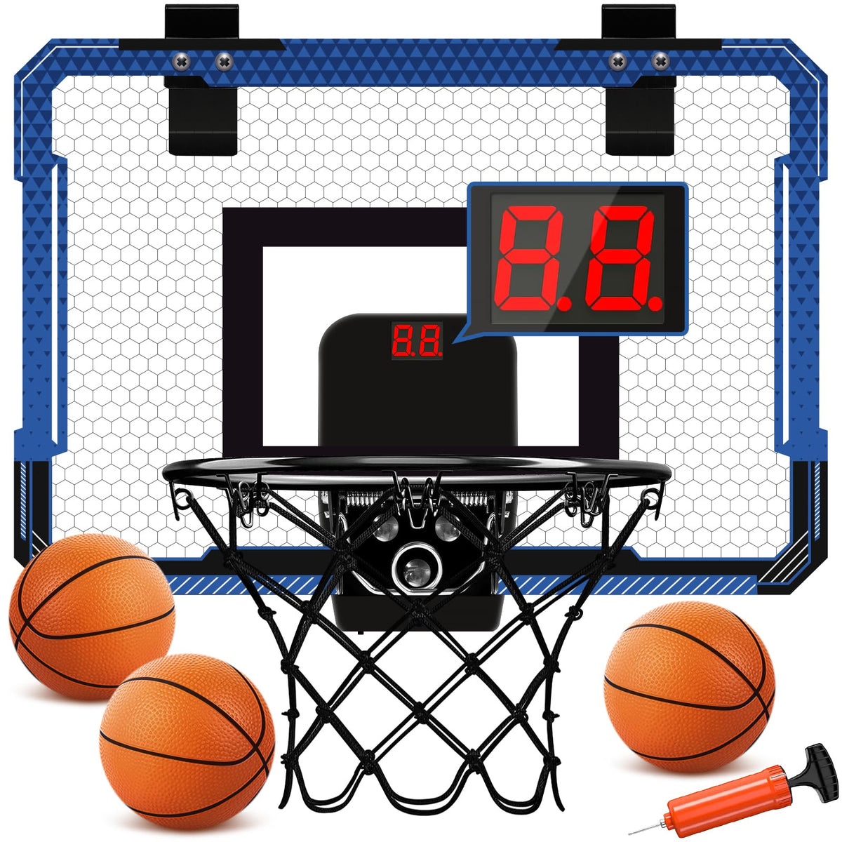 Xucutu indoor mini basketball hoop on door with scoreboard boosts kids' playtime