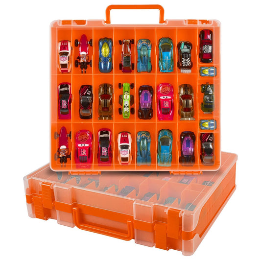 Xuerdon toy car storage organizer with 48 double-sided compartments for easy access.
