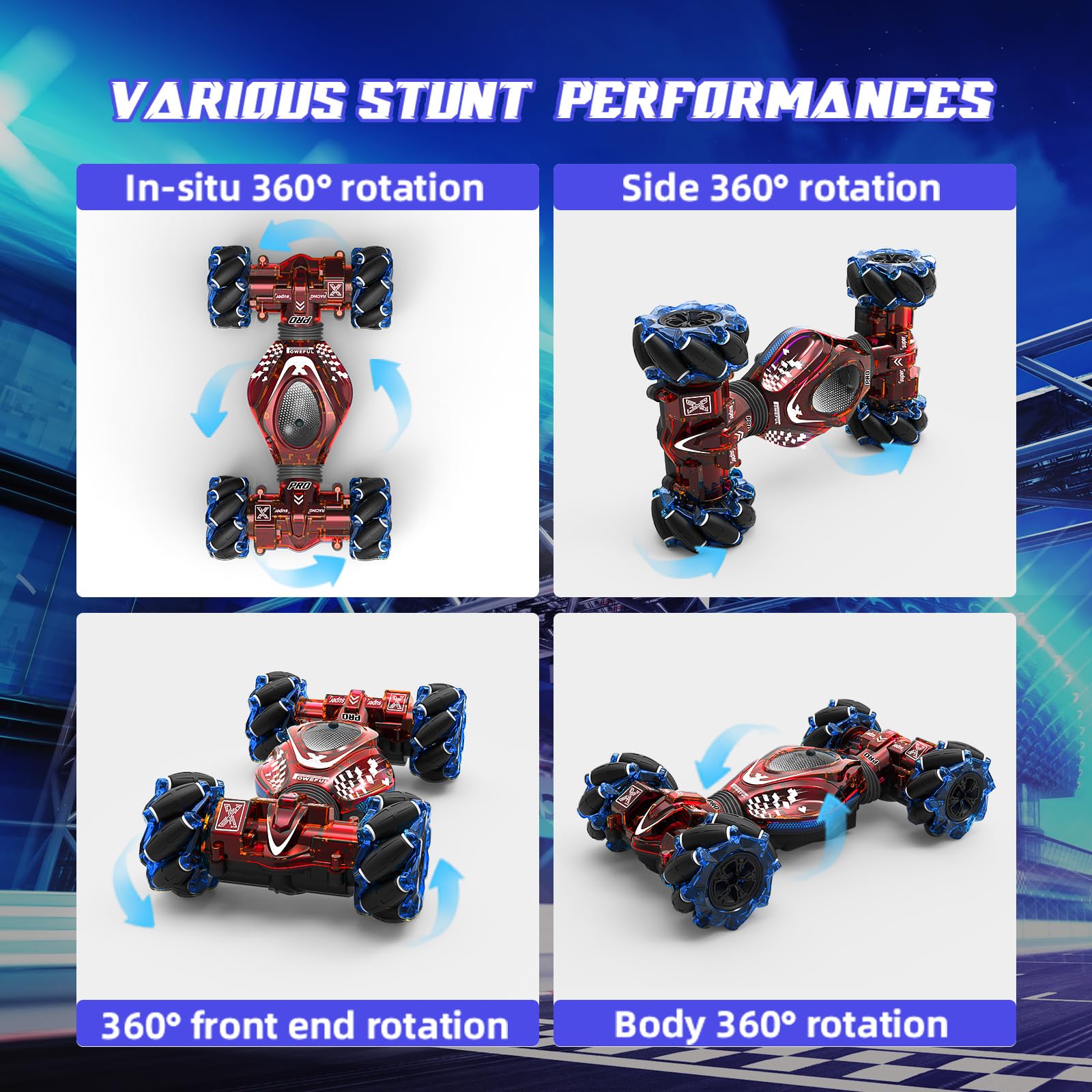 XUERENTECH 360-degree rotate off-road stunt car conquering terrain