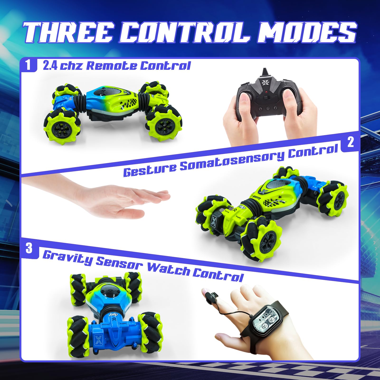 XUERENTECH Gesture RC Car with colorful LED lights for exciting evening play