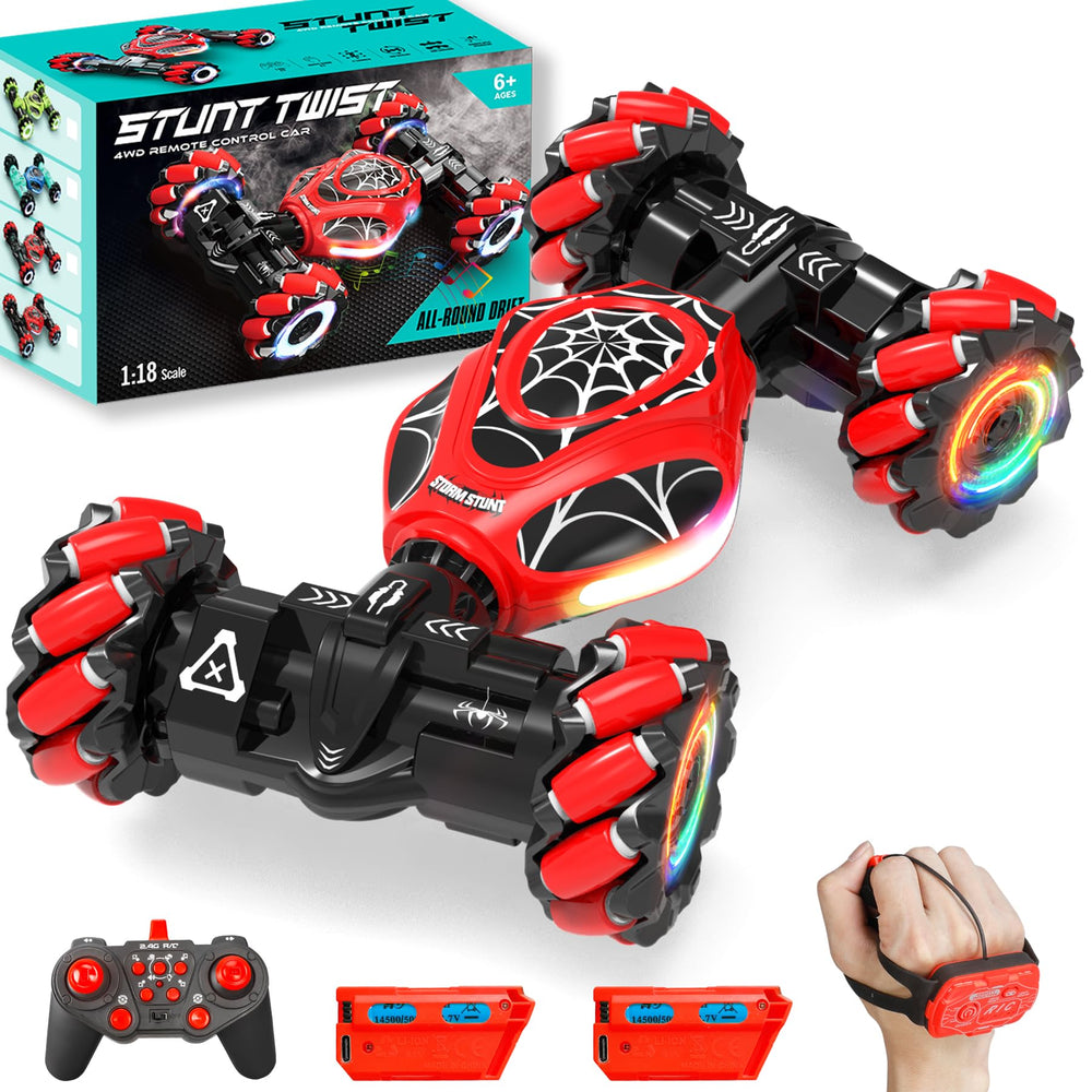 XUERENTECH Spider Gesture RC Car front view with eye-catching lights for indoor play.