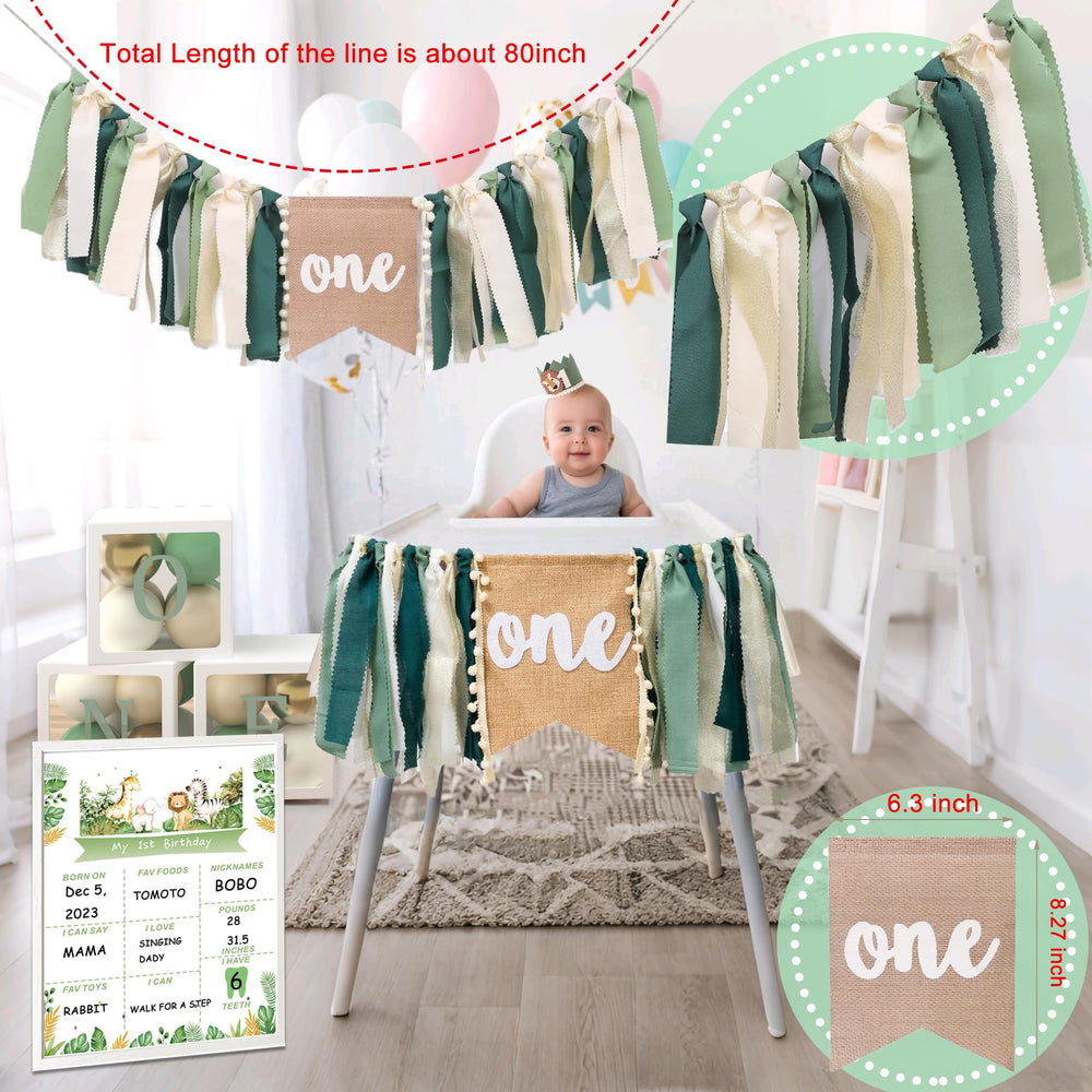 XULE high chair banner coordinates the safari theme at mealtime