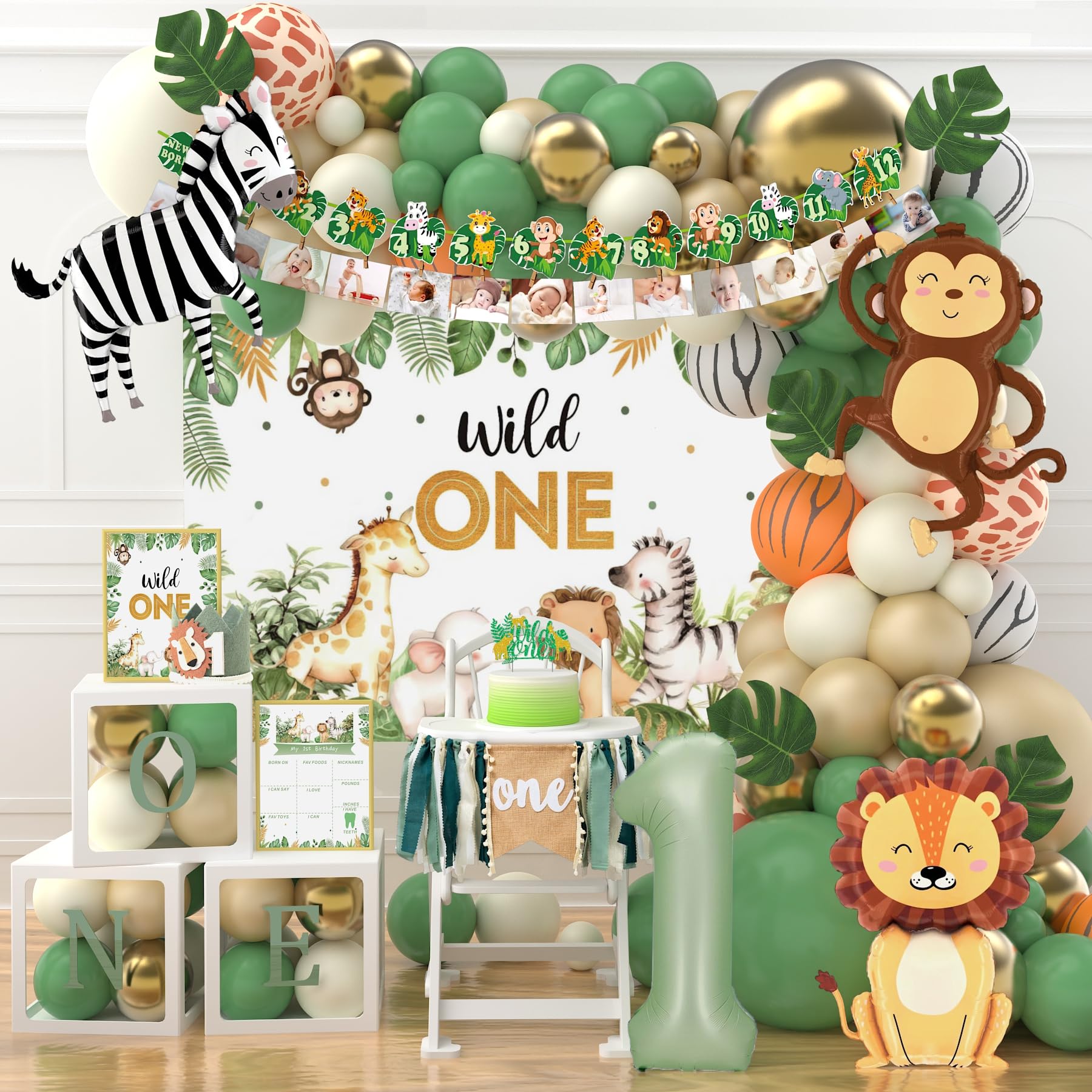 XULE Wild One backdrop for a photo-ready jungle birthday scene