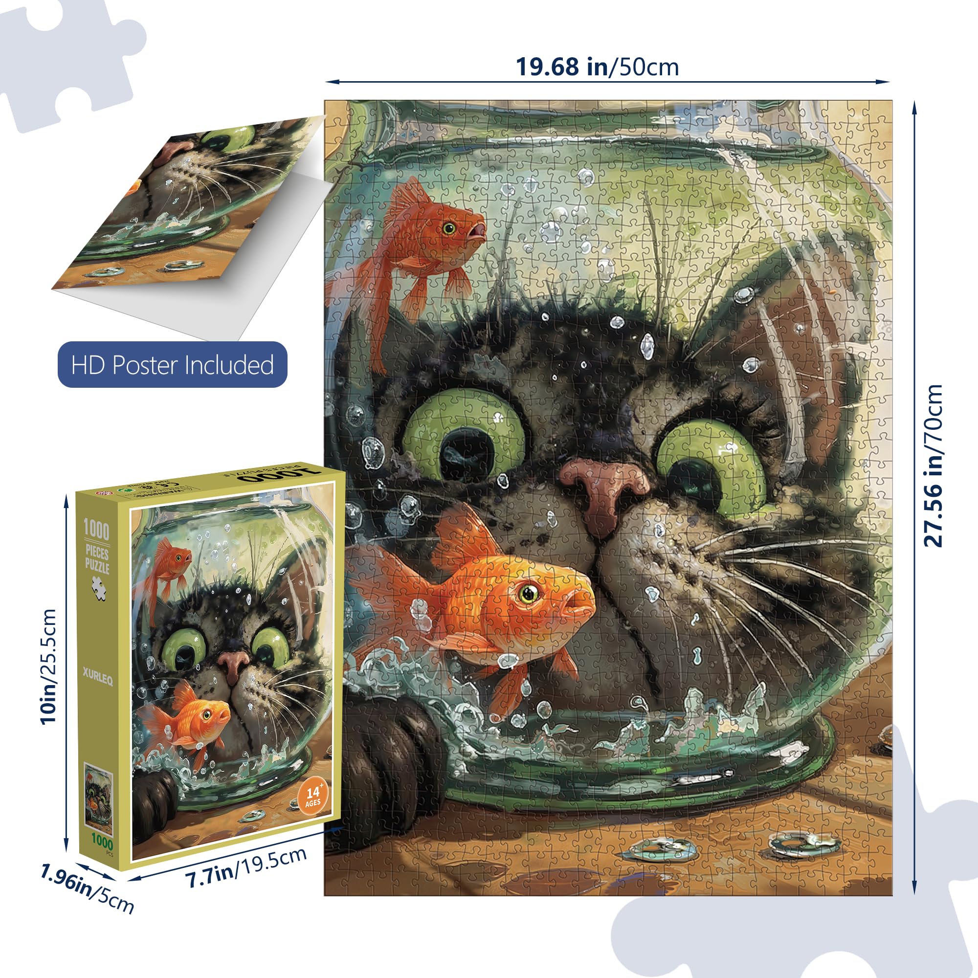 XURLEQ Curious Cat puzzle 1000 pieces side view highlighting size and scope.