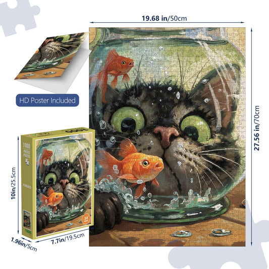 XURLEQ Curious Cat puzzle 1000 pieces side view highlighting size and scope.