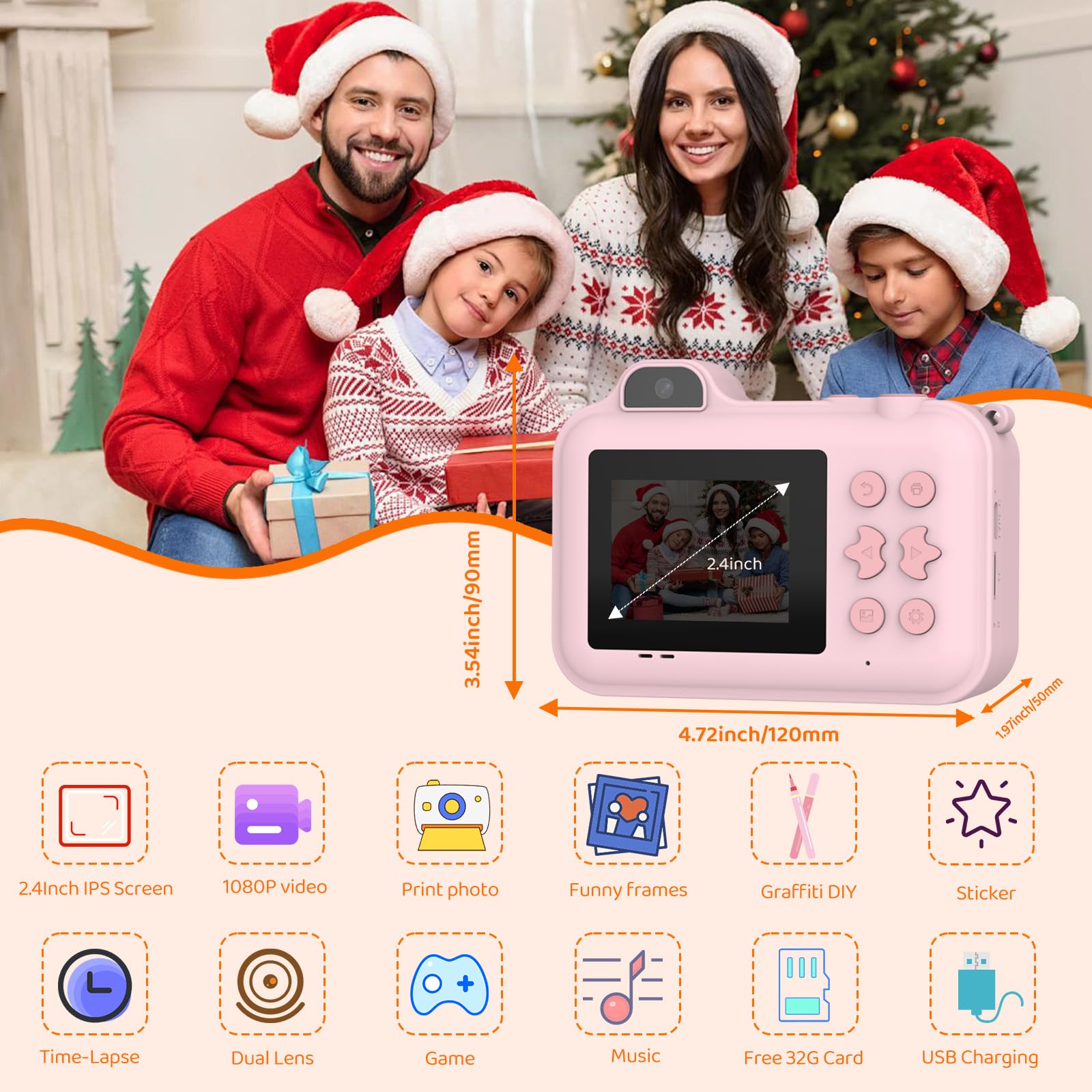 Xuweicn Kids Camera 1080P Video Recording captures clear birthday moments.