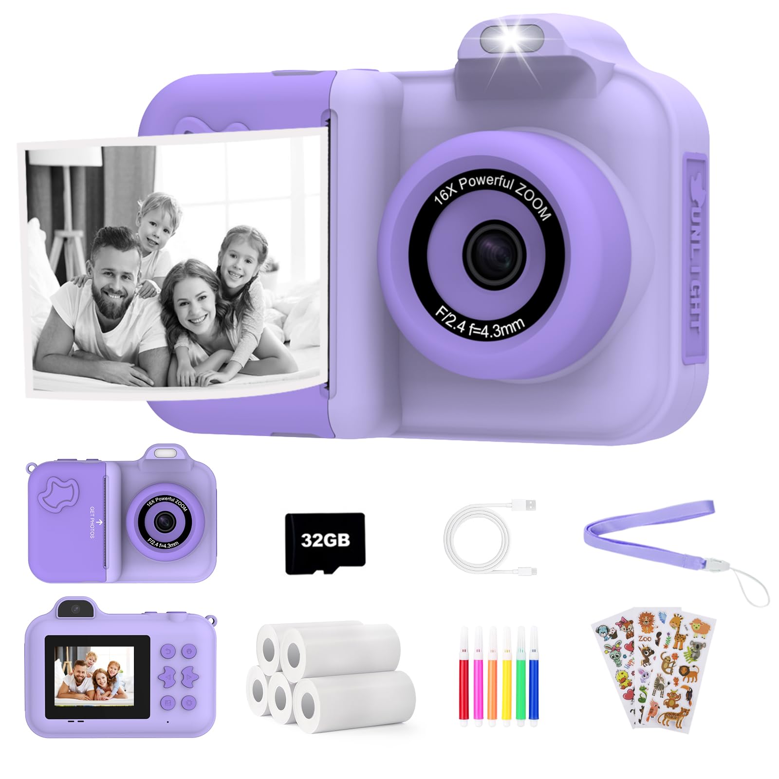 Xuweicn kids camera front view with dual lens for selfies