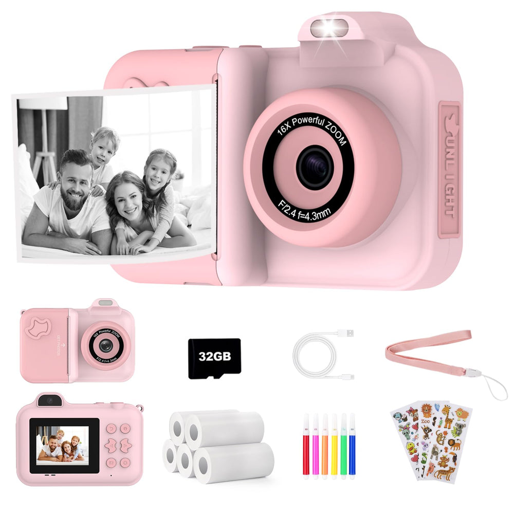 Xuweicn Kids Camera Instant Print front view for simple, kid-friendly operation.