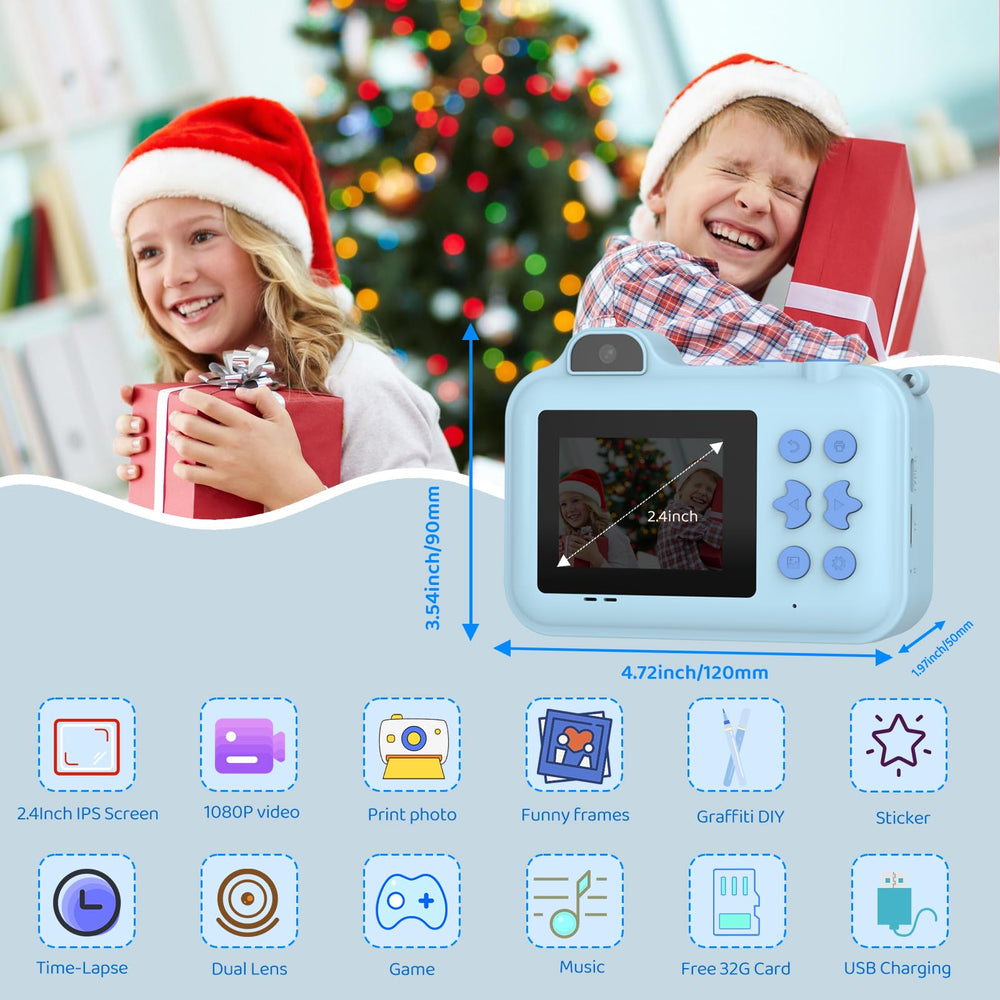 Xuweicn Kids Camera Instant Print selfie mode enables quick self-portraits.