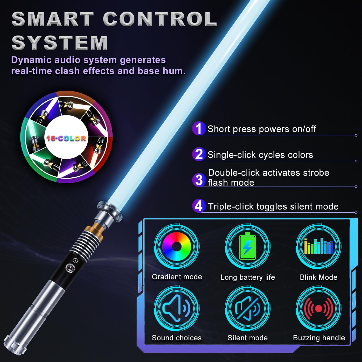 XUZ light saber uses a 1500mAh battery for hours