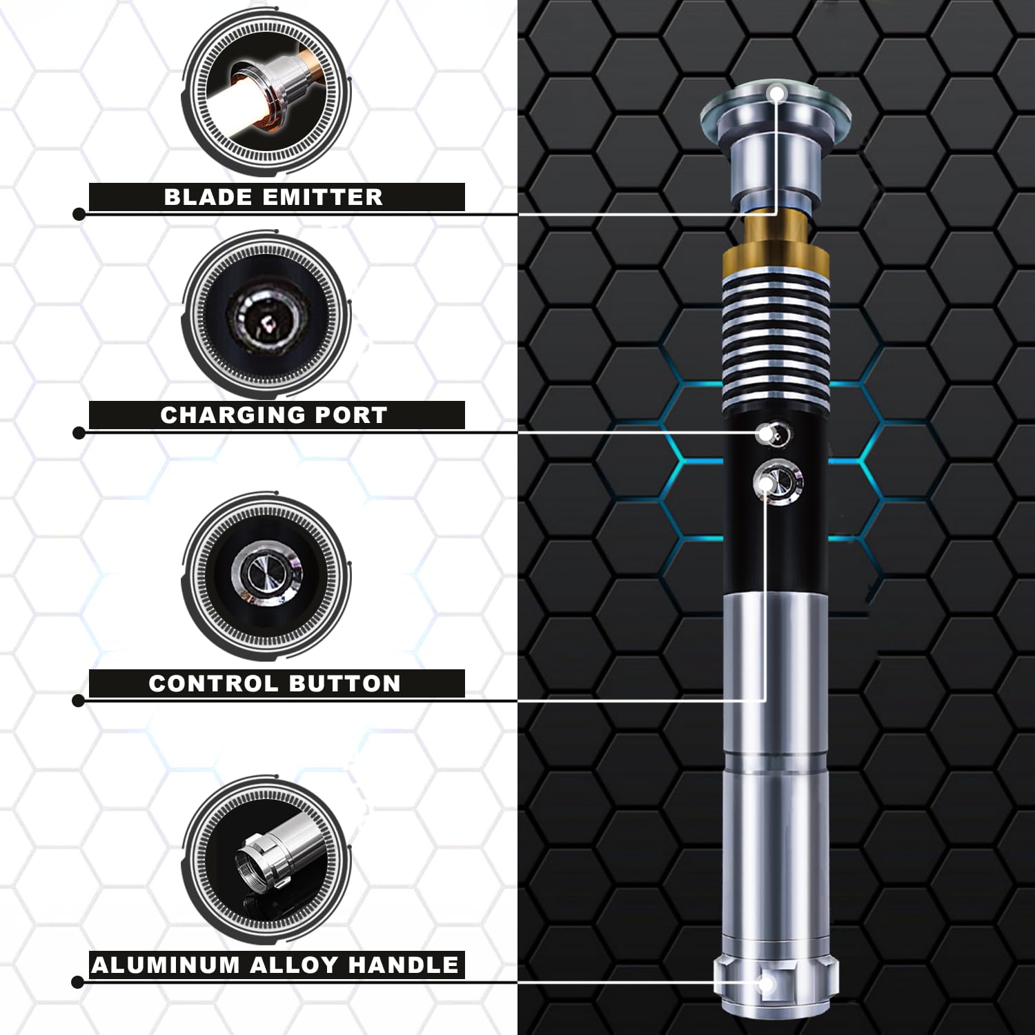 XUZ light saber one-button control for quick changes