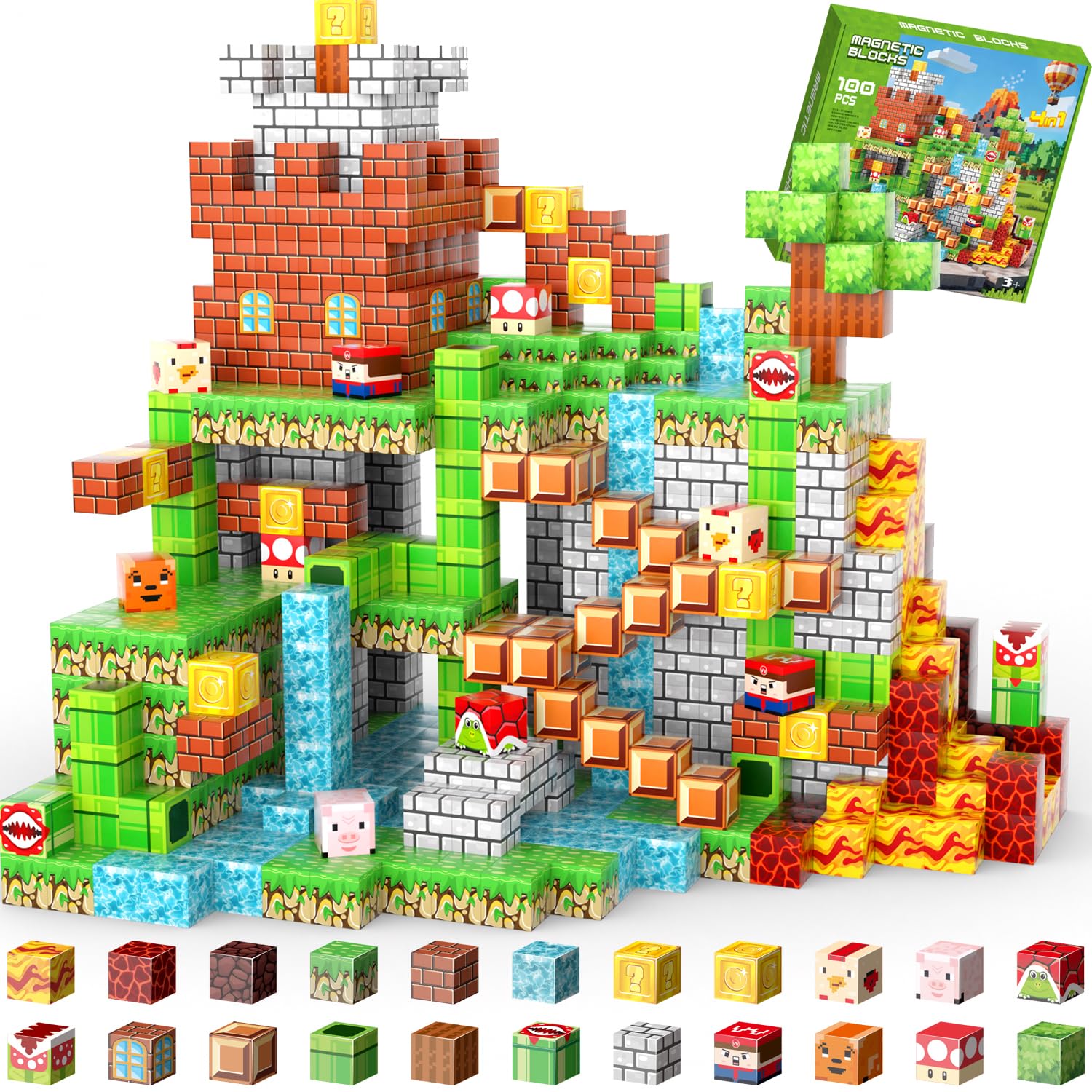 XWSG 100 PCS 0.8in magnetic blocks for open-ended creative play.