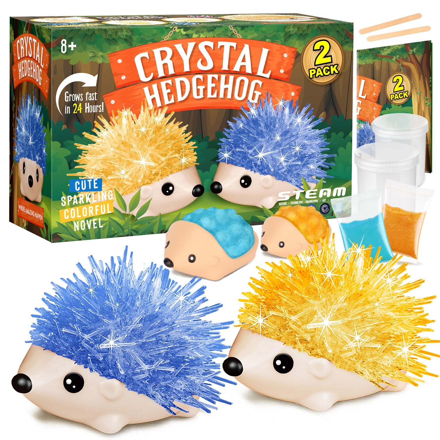 XX Crystal Growing Kit hedgehog blue crystal growth, vivid display for curious kids