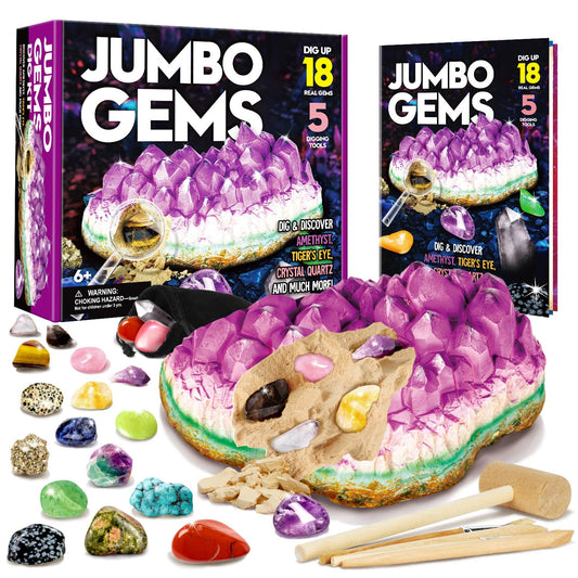 XX Gemstone Dig Kit amethyst block with hidden gems for hands-on exploration