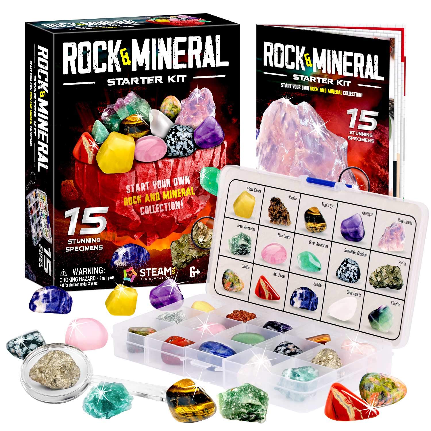 XX Rocks collection 15-piece set in a sturdy storage box for curious kids.