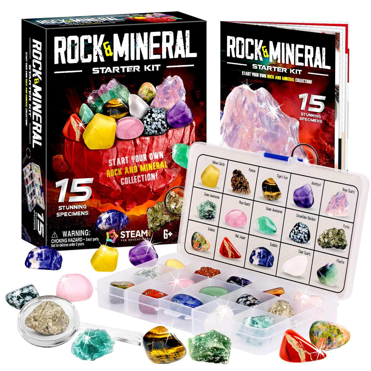 XX Rocks collection 15-piece set in a sturdy storage box for curious kids.