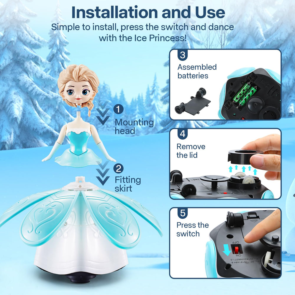 XXMANX bump-and-go princess toy keeps play moving on flat surfaces.