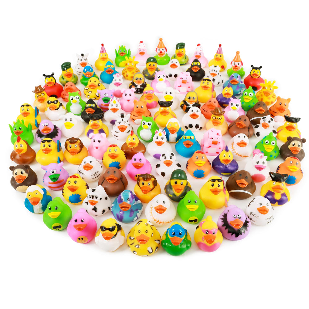XY-WQ 100-pack rubber ducks floating bath toys for kids and party fun.