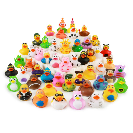 XY-WQ rubber ducks in assorted colors for imaginative bath play.
